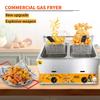 Commercial Gas Fryer, Stainless Steel, 2 Baskets with Lids, 10 L + 10 L view 2