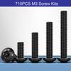 Zuorery 710-Piece M3 Black Zinc-Plated Hex Socket Screw Set, M3 x 6/8/10/12/16/20/25/30 mm, Alloy Steel Grade 10.9, Nuts and Washers view 4
