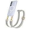 EAZY CASE Phone Lanyard for Galaxy S25 Plus, Adjustable Strap with Silicone Case, Wave, Beige/Blue/Gold view 1