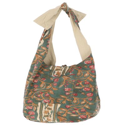 Boho Shoulder Bag, Block-Printed, Spacious, Model 6