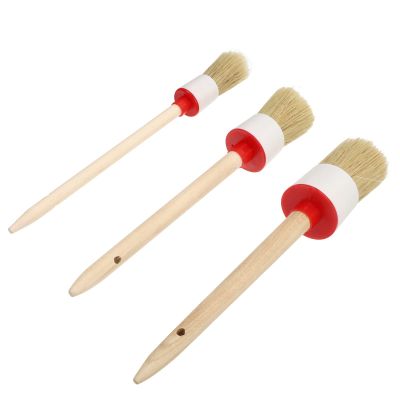 HOMSFOU Paint Brushes with Ergonomic Wooden Handles, Synthetic Bristles, 3-Piece Set