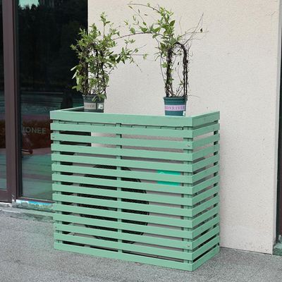 Solid Wood Outdoor Air Conditioner Cover and Plant Stand