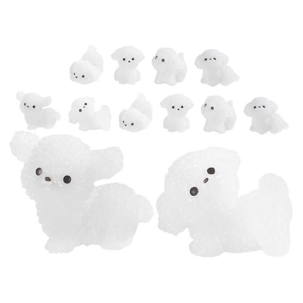 Toddmomy 12 Resin Puppy Figurines, Glow-in-the-Dark Miniatures for Decor