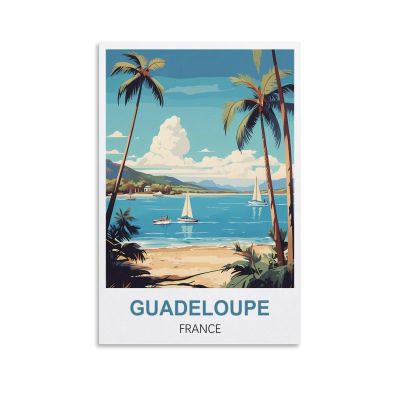 WGMDOEE Guadeloupe France Vintage Travel Poster, 20 x 30 cm, Canvas Wall Art