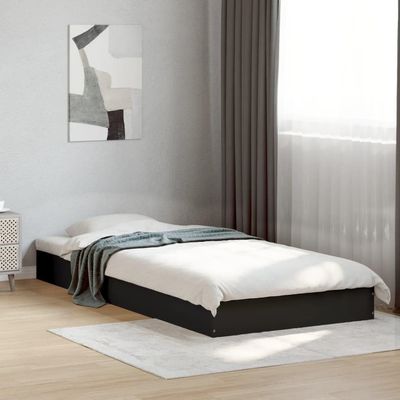 WKIEQACO Bed Frame Without Mattress, Black, 90 x 200 cm, Engineered Wood