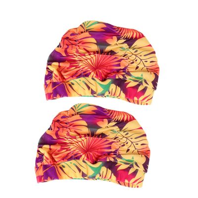 Hemobllo 2-Pack Women's Pleated Swim Caps, Orange