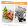 Square Stainless Steel Grill Pan, Portable for Outdoor Barbecues view 2