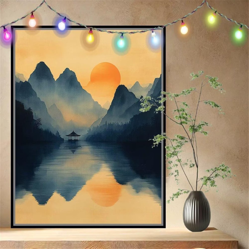 Paint by Numbers Kit for Adults, Mountain Landscape, Wrinkle-Free Canvas, DIY Acrylic Painting Kit for Beginners, 90 x 120 cm, 54N-1208
