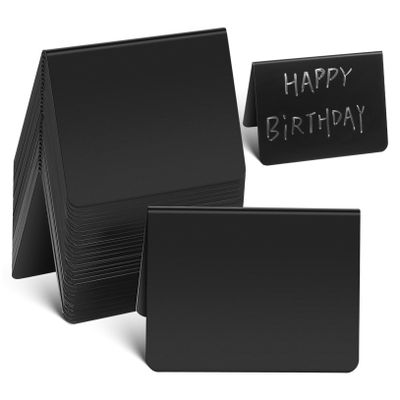 SHINEOFI 40-Pack Small Black PVC Chalkboard Signs with V-Shaped Stands