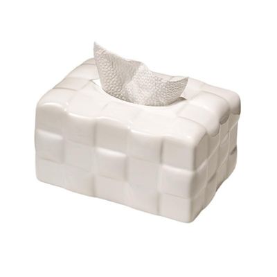 CYairong-22 Square Textured Ceramic Tissue Box, White