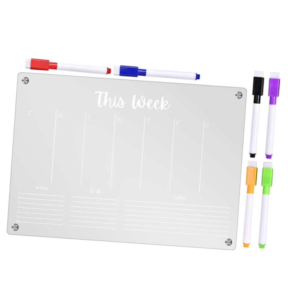 Homoyoyo Magnetic Wipe-Clean Acrylic Memo Board, Transparent Reusable Weekly Planner for Refrigerator