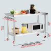 YUGXTH Stainless Steel Kitchen Work Table with Wheels, 2-Tier, 70 x 60 x 80 cm view 2