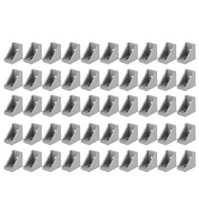 50-Piece Aluminum Extrusion Corner Brackets, 2-Hole Right-Angle L Connectors, for 2028 Profiles, 28 x 28 x 20 mm