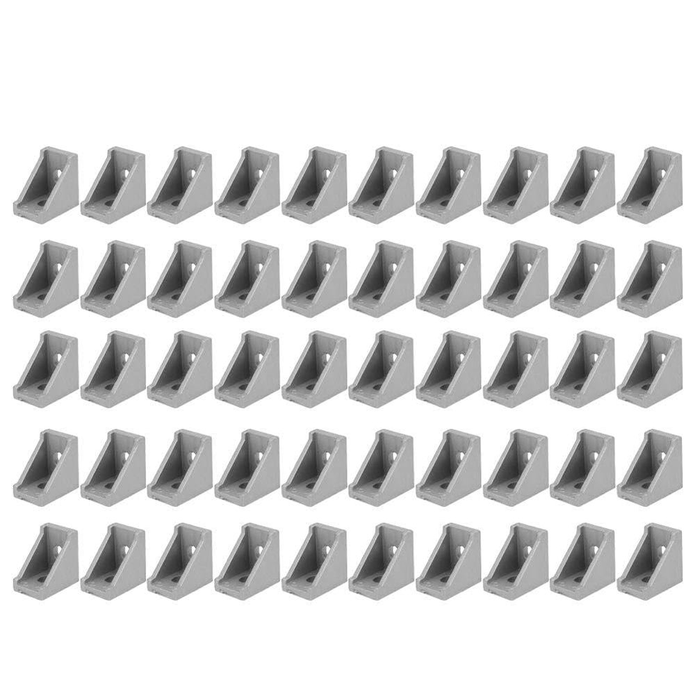 50-Piece Aluminum Extrusion Corner Brackets, 2-Hole Right-Angle L Connectors, for 2028 Profiles, 28 x 28 x 20 mm