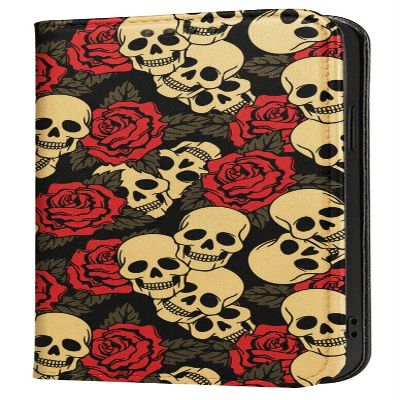 Mixroom Book-Style Wallet Case for Samsung Galaxy A54, Rose and Skull M726