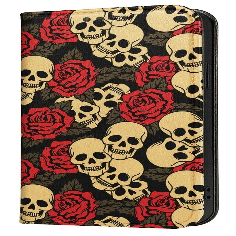Mixroom Book-Style Wallet Case for Samsung Galaxy A54, Rose and Skull M726