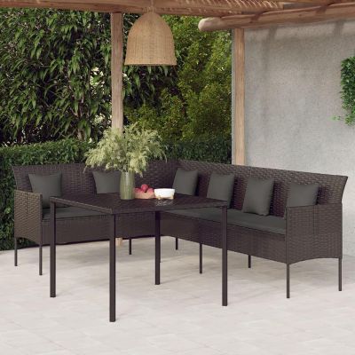 Xichuzi 2-Piece Garden Dining Set with Cushions, Black PE Rattan - 362338