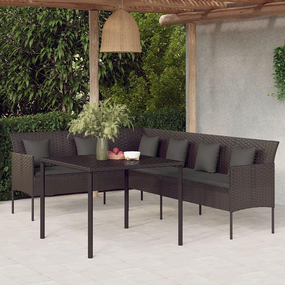 Xichuzi 2-Piece Garden Dining Set with Cushions, Black PE Rattan - 362338