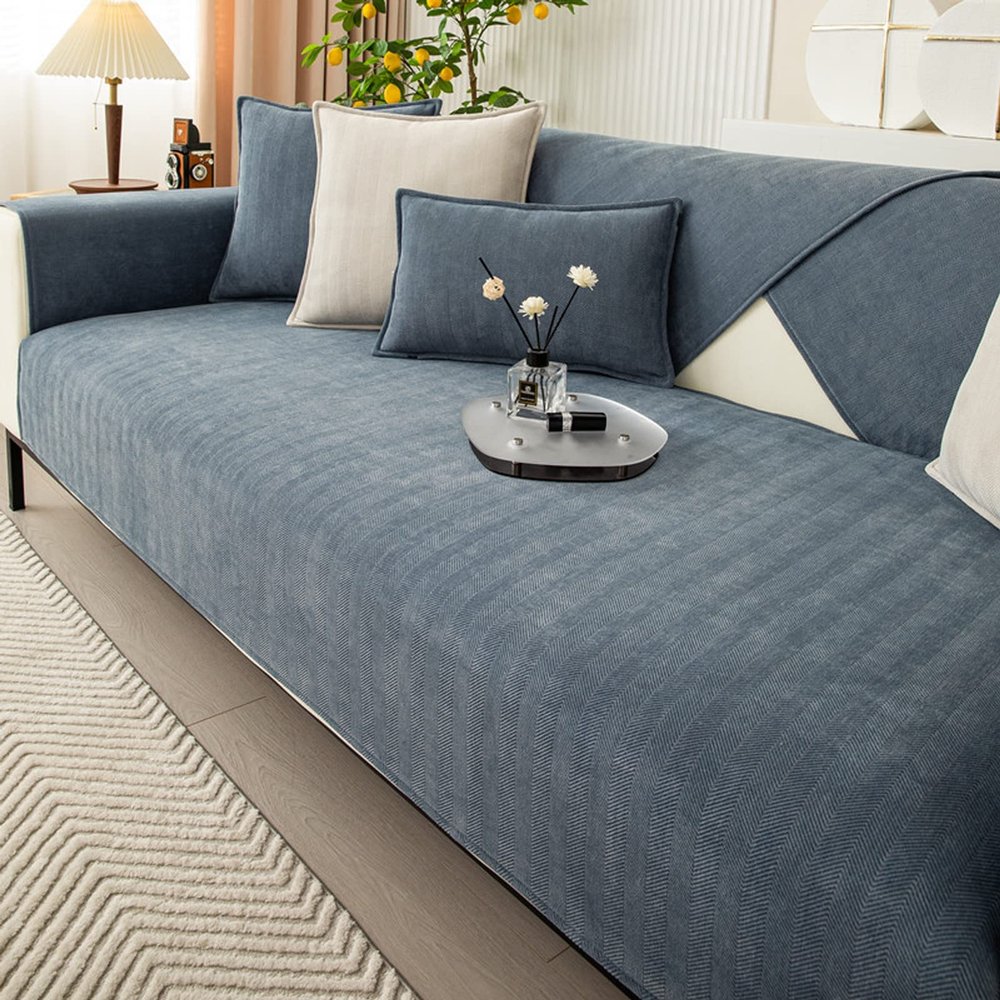 YDHTIZ Non-Slip Sofa Cover, Gray Blue, 1 Piece, 110 x 110 cm