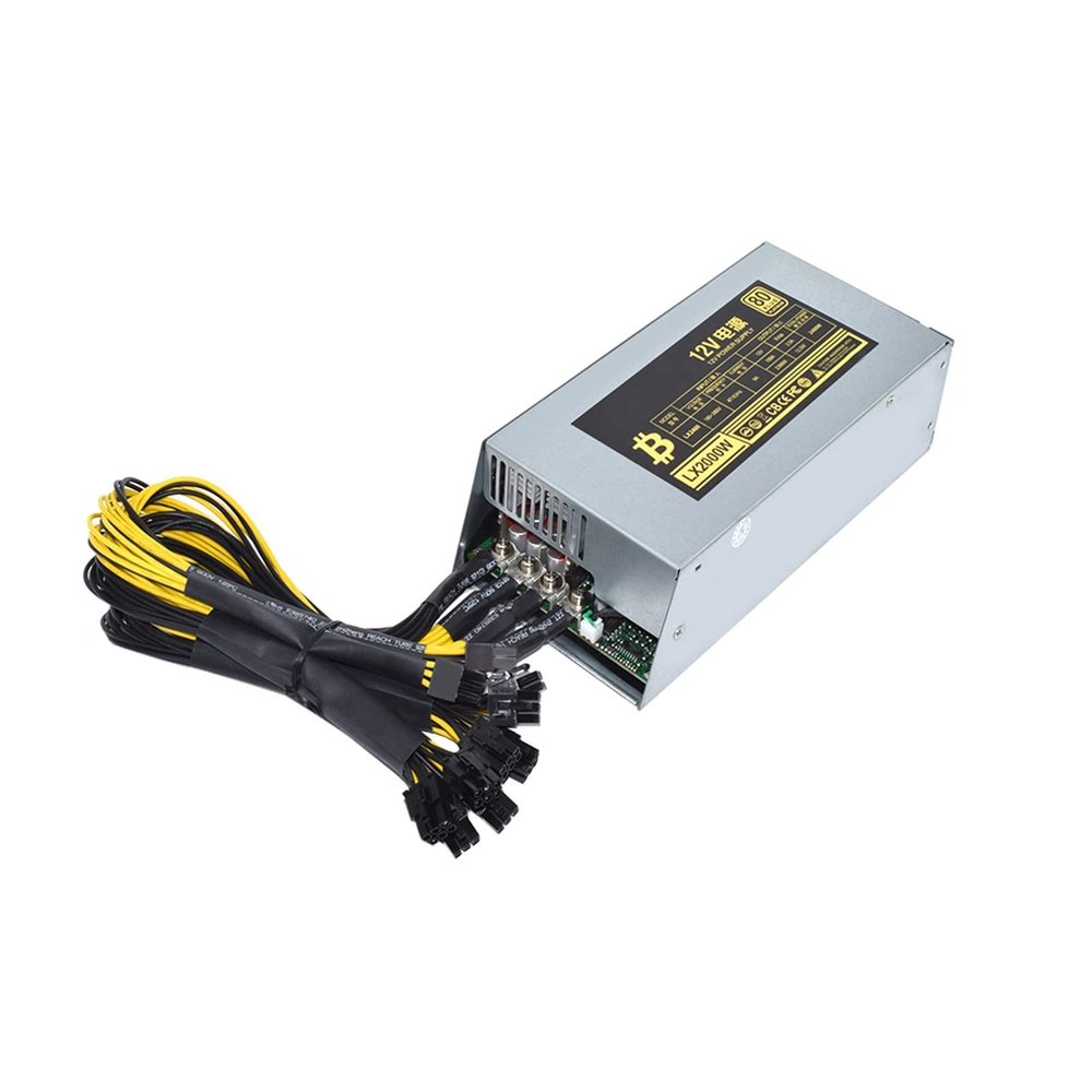 MGTCAR 2U Single-Channel 2000W ETH Mining Rig Power Supply, 10×6-Pin