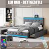 Upholstered Storage Bed 180 x 200 cm with 4 Drawers, LED Headboard and USB Charging view 3