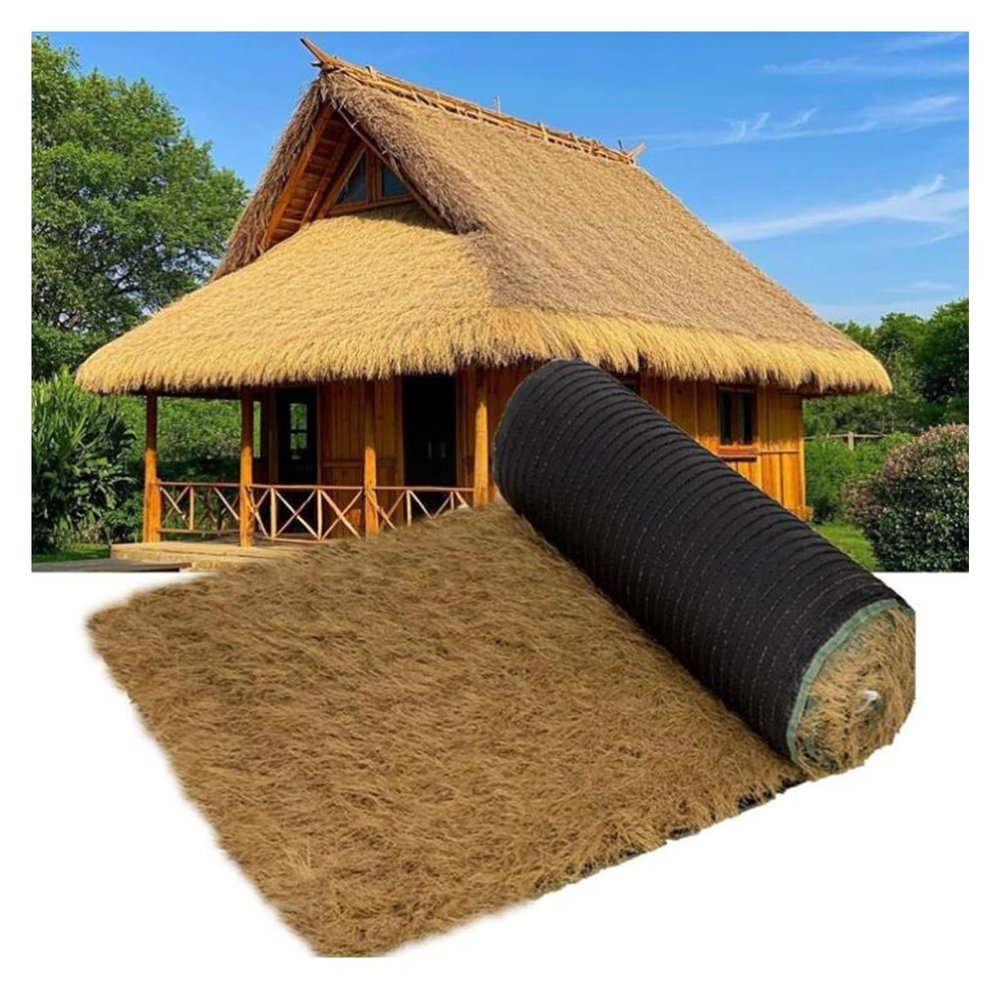 EPYBJYWQ Synthetic Thatch Roofing, Artificial Thatch, Artificial Palm Thatch Rolls for Outdoor Use, Multifunctional Roof Decor (1 x 8 m)