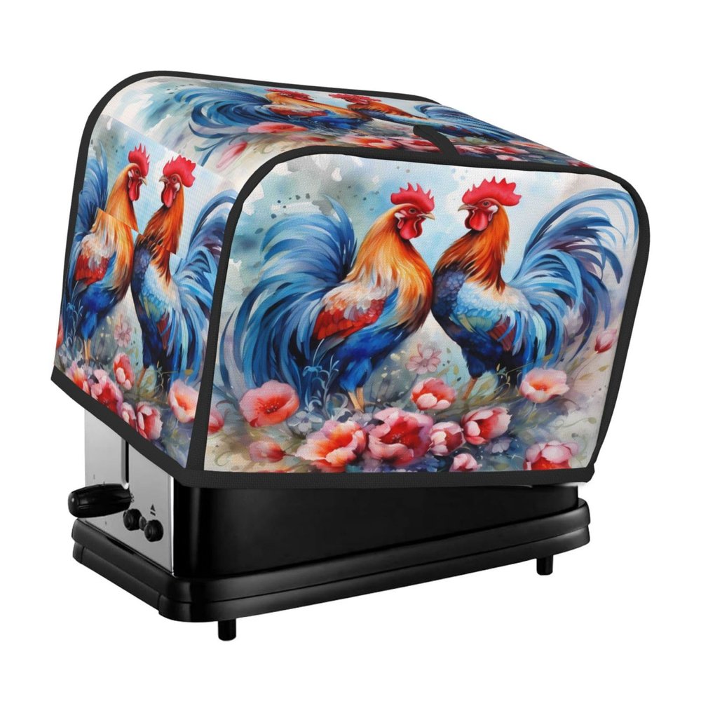 Mexpekil Watercolor Rooster Flower 2-Slice Toaster Cover