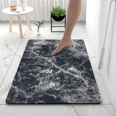 Lukery Diatomaceous Earth Bath Mat, Non-Slip Marble Rectangle, Quick-Drying, Absorbent, Washable, Dark Gray, 45 x 70 cm