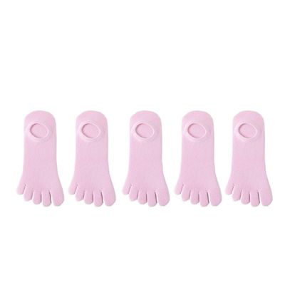 JBJYGSG 5 Pairs Women's Summer No-Show Toe Socks, Cotton, Thin, Breathable, Pink