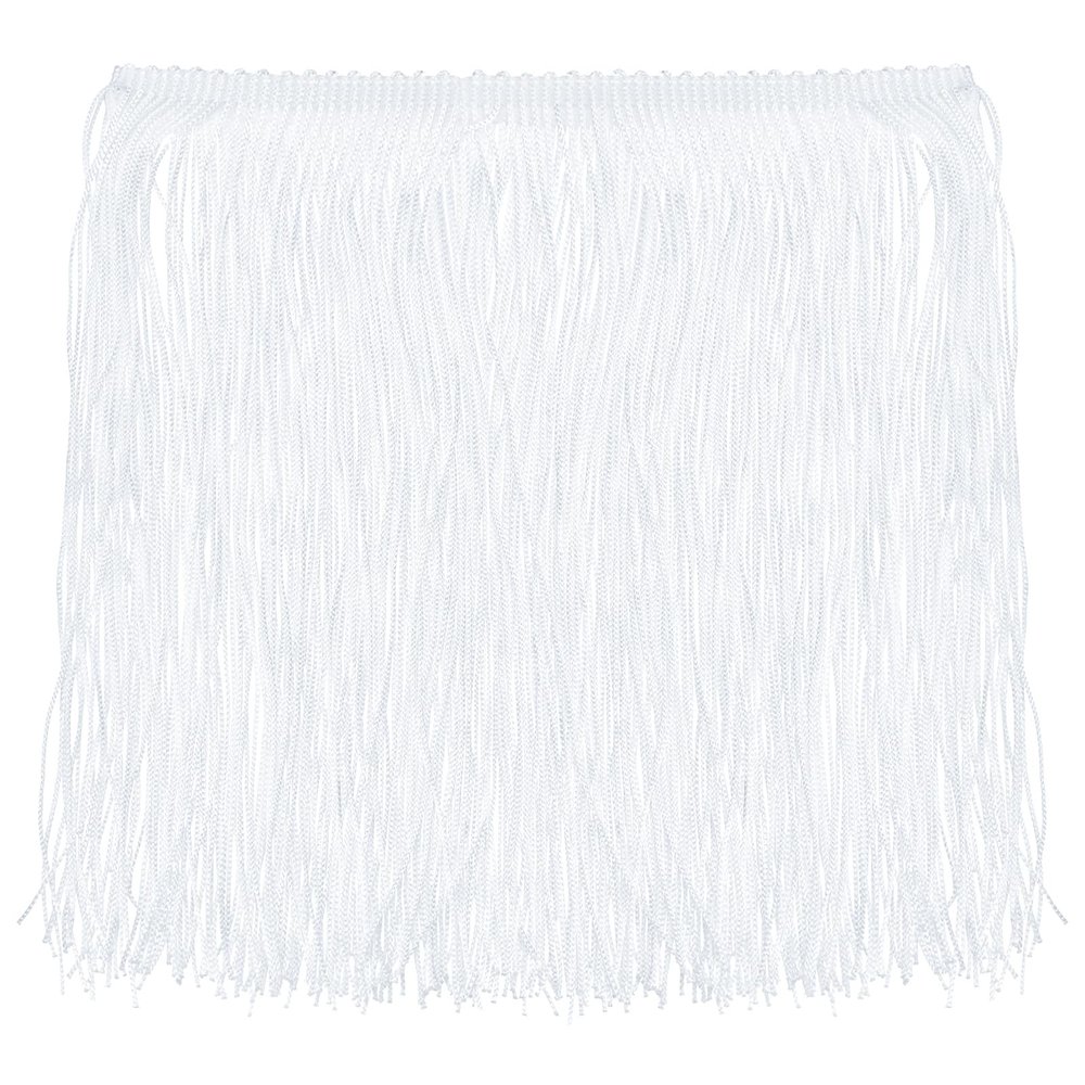 QUARKZMAN 10-Yard Chainette Fringe Trim, 20 cm Wide, Polyester Fringe for DIY Sewing, Crafts, Clothing, Lampshades and Decor, Light White