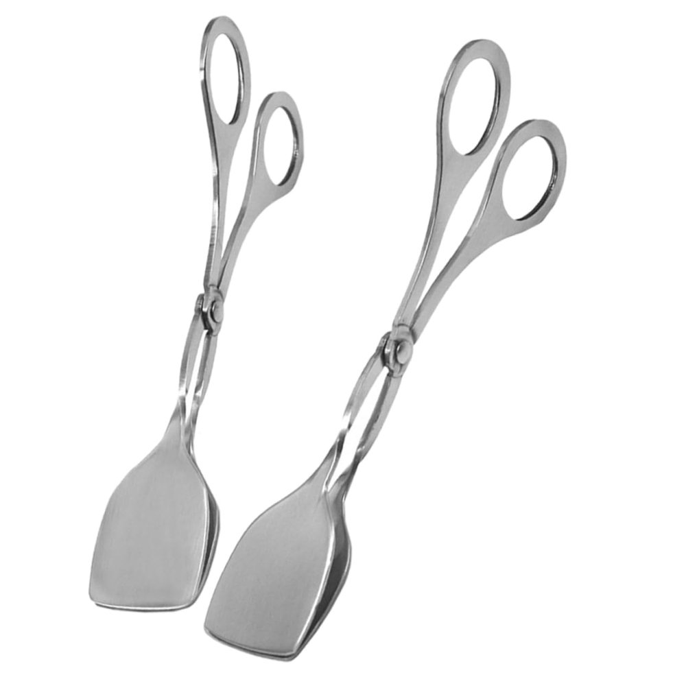 Stainless Steel Food Tongs, 2-Piece Set for Kitchen and Grill, Silver