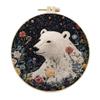 Meecaa Embroidery Kit with White Bear and Animal Flowers, Starter Set, Hand Embroidery Kit, Patterned Cross-Stitch Set for Beginners and Adults, with Hoop and Instructions (Polar Bear 3) view 1