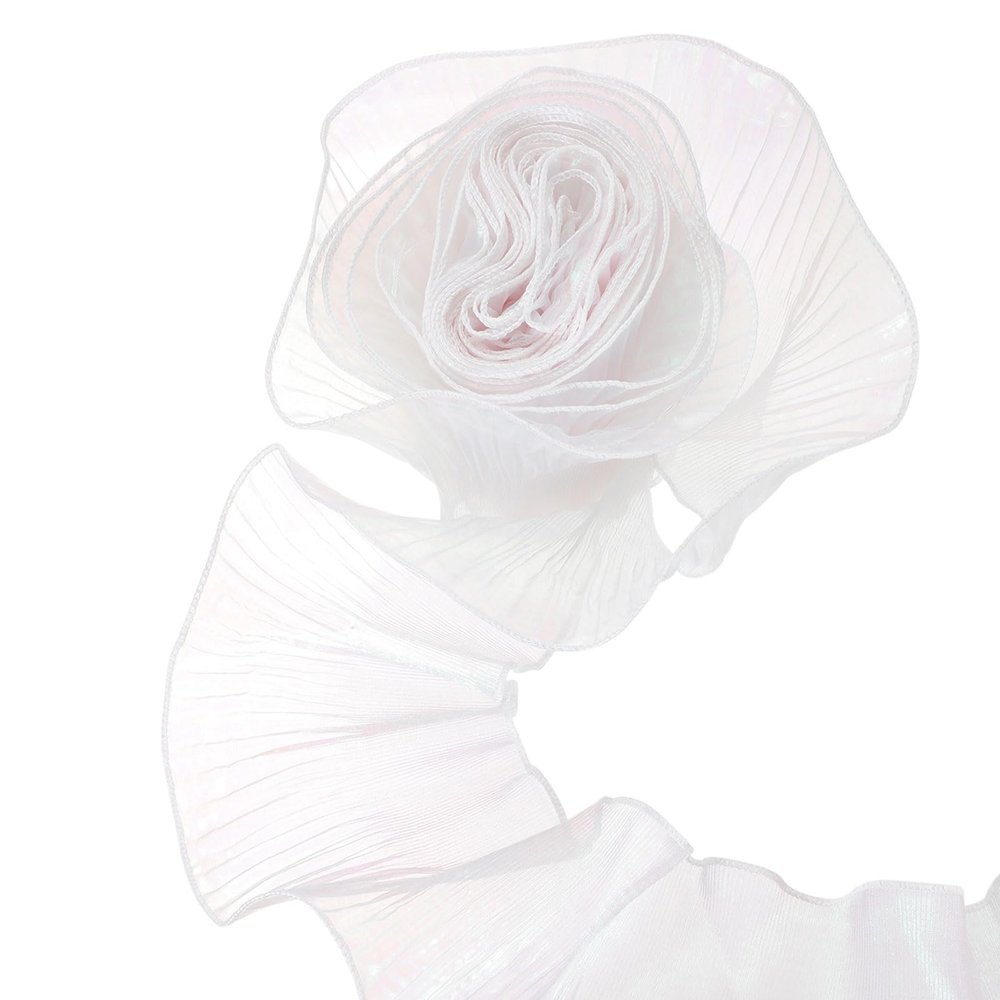 QUARKZMAN 5.5" x 11 Yards White Pleated Organza Ruffle Trim