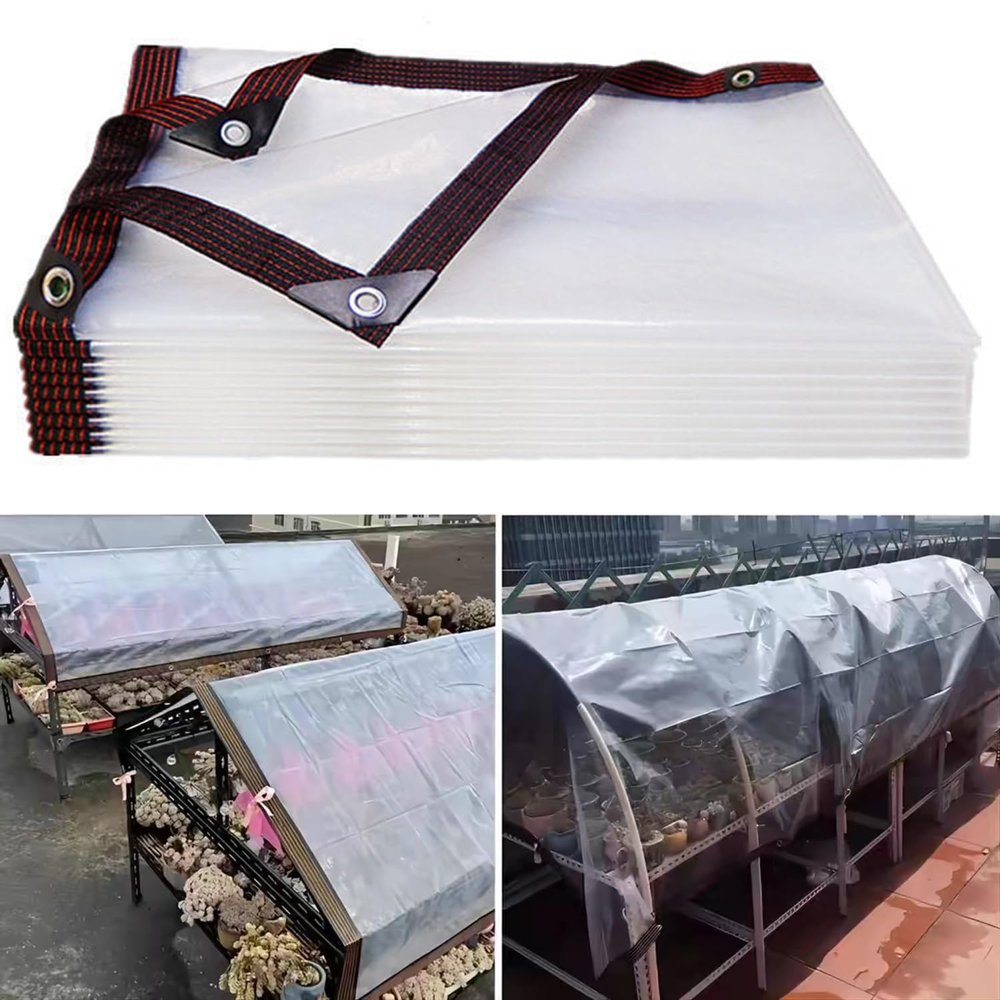 SXEVZOO Transparent Waterproof PE Tarp with Eyelets, 3 x 6 m