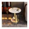 21.6-Inch Round Side Table with Rock-Plate Top and Metal Frame view 4