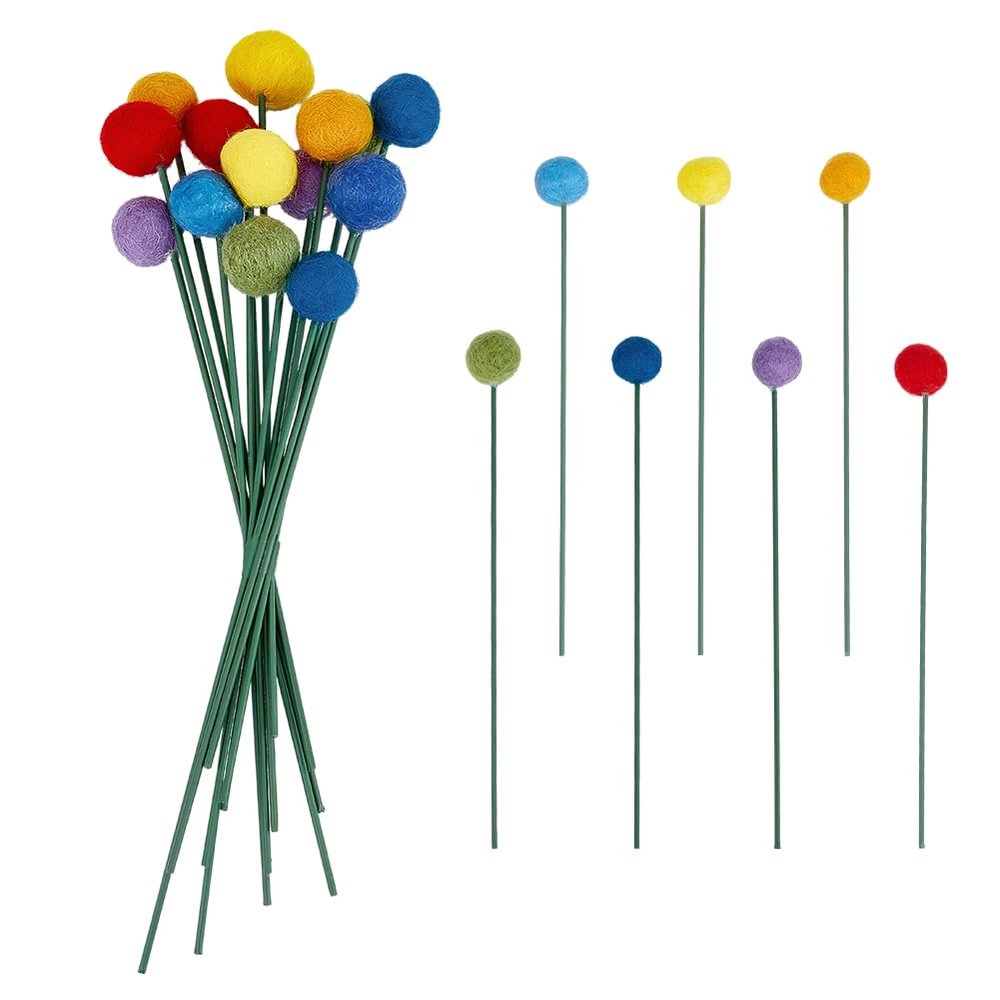 PH PandaHall 14-Piece Felt Ball Flower Bouquet, 7 Colors