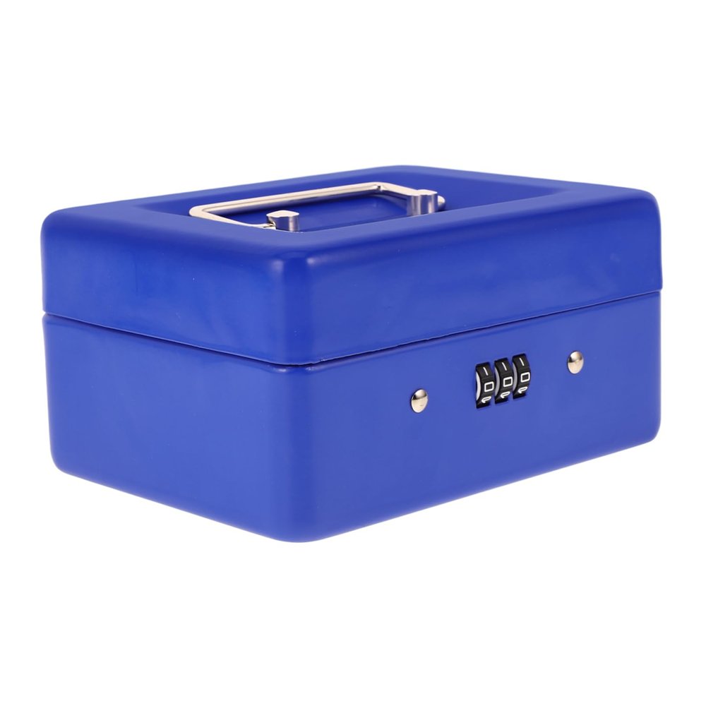 Portable Cash Box with Combination Lock, 14.7 cm, Iron, Blue