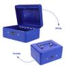 Portable Cash Box with Combination Lock, 14.7 cm, Iron, Blue view 3