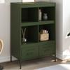 Olive Green Steel Highboard, 68 x 39 x 101.5 cm view 1