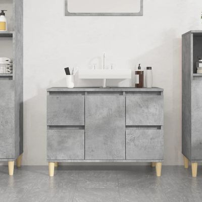 WKIEQACO Concrete Gray Bathroom Vanity Cabinet, 80 x 33 x 60 cm