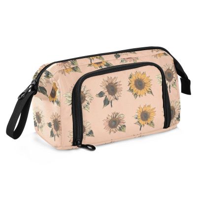 KLL Large-Capacity Pencil Case, Cute Zipper School Supply Case, Vintage Osteospermum White