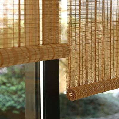 Retro Bamboo Roller Blind with Lift Mechanism, Weather-Resistant Outdoor Bamboo Blind, Adjustable (120 x 150 cm)