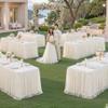 Little Funny Ivory Rectangular Stretch Tulle Ruffle Tablecloth, 1.8 m, 6-Piece Set view 2