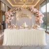 Little Funny Ivory Rectangular Stretch Tulle Ruffle Tablecloth, 1.8 m, 6-Piece Set view 4