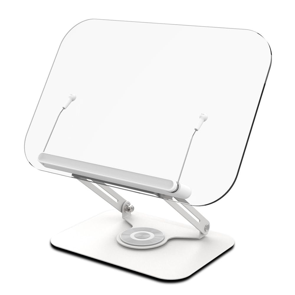 360° Rotating Desktop Book Stand with Transparent Acrylic Panel