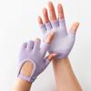 oasymala Non-Slip Fingerless Yoga Gloves for Pilates, Barre, Aerial Yoga, and Fitness (Peacock Blue) view 4