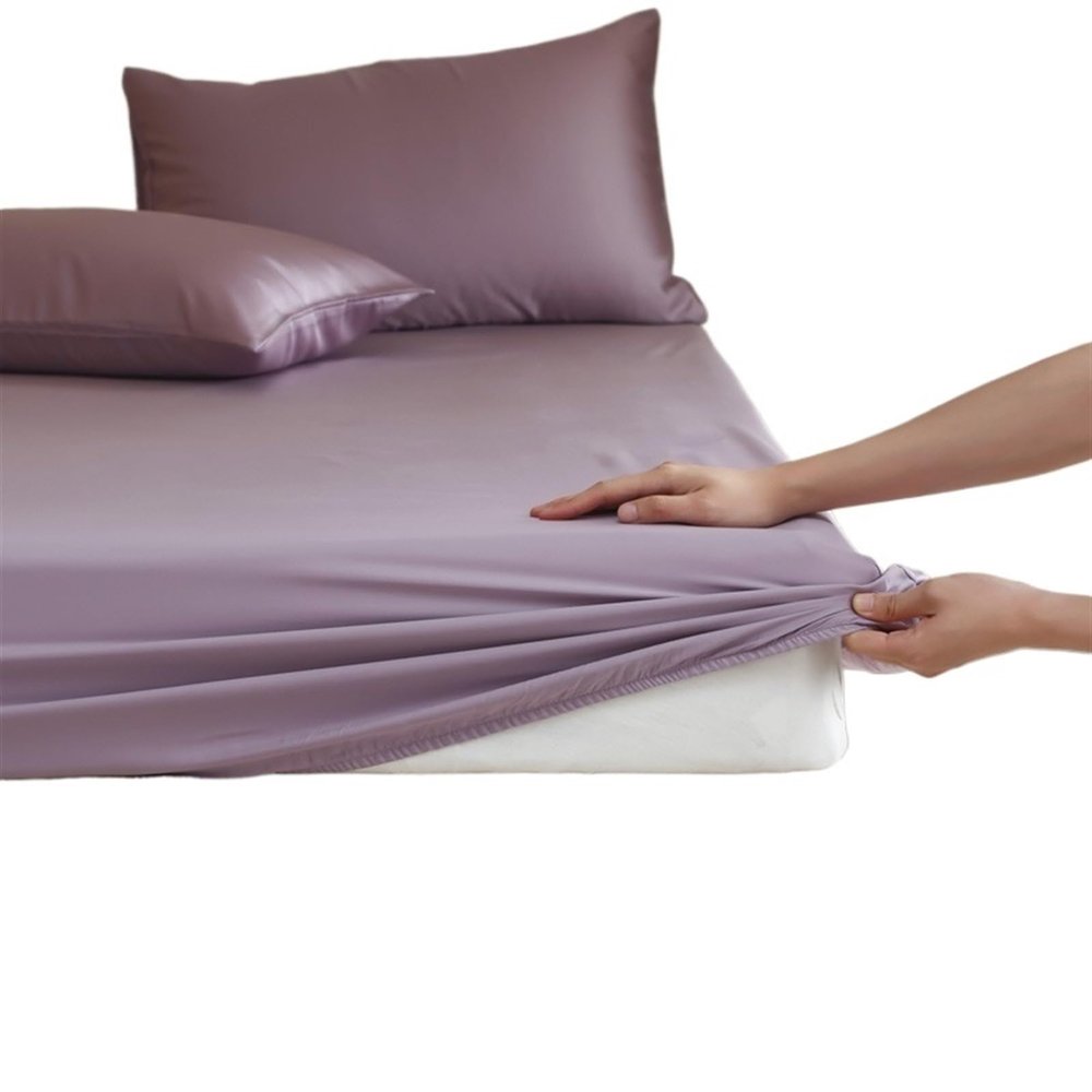 Ayztantine Mulberry Silk Fitted Sheet with All-Around Elastic (Purple, 90 x 200 x 30 cm)