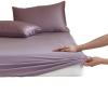 Ayztantine Mulberry Silk Fitted Sheet with All-Around Elastic (Purple, 90 x 200 x 30 cm) view 1