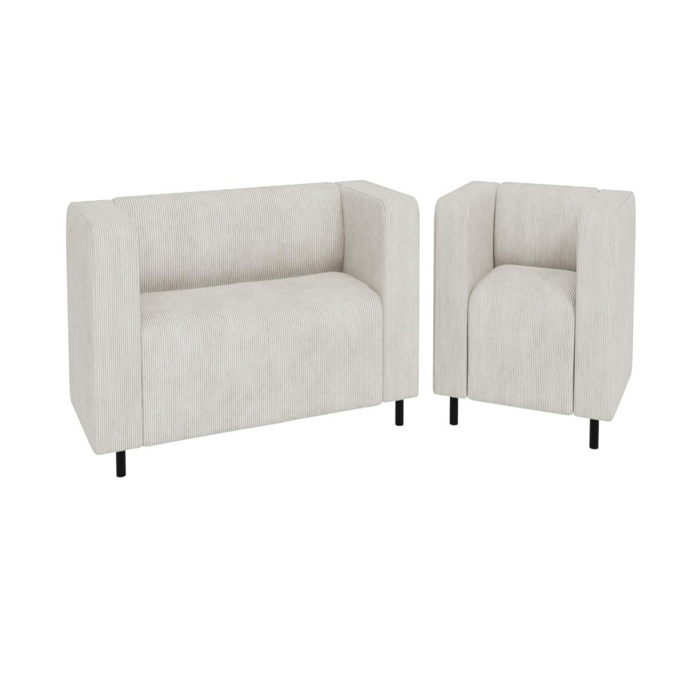 S-Style Furniture Set: 2-Seater Sofa & Armchair, Corduroy, Scratch-Resistant, Viggo Beige