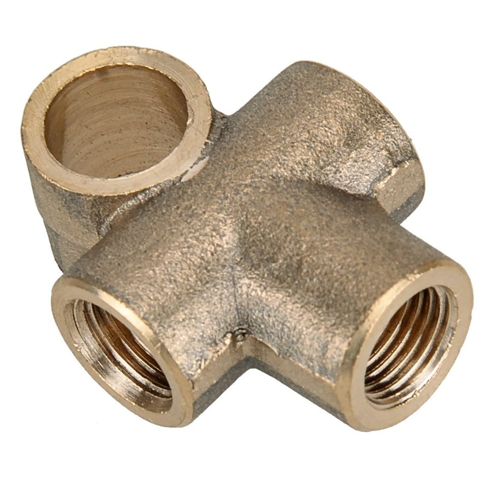 CCJOZMD 5-Piece 3/16-Inch 3-Way T-Fitting, M10x1 Metric Brake Line Tube Female-Thread Brass Connector